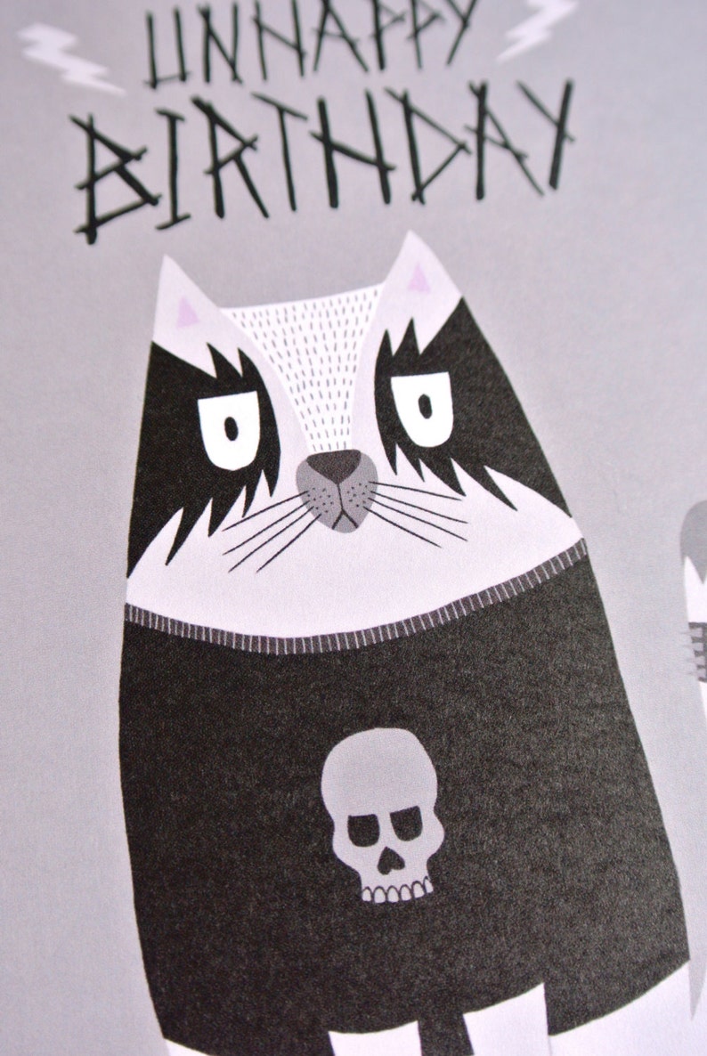 Birthday Cards Unhappy Birthday T U00eate De Mort Chat Style Gothique Black Metal Destockage Carte Anniversaire Paper Party Supplies
