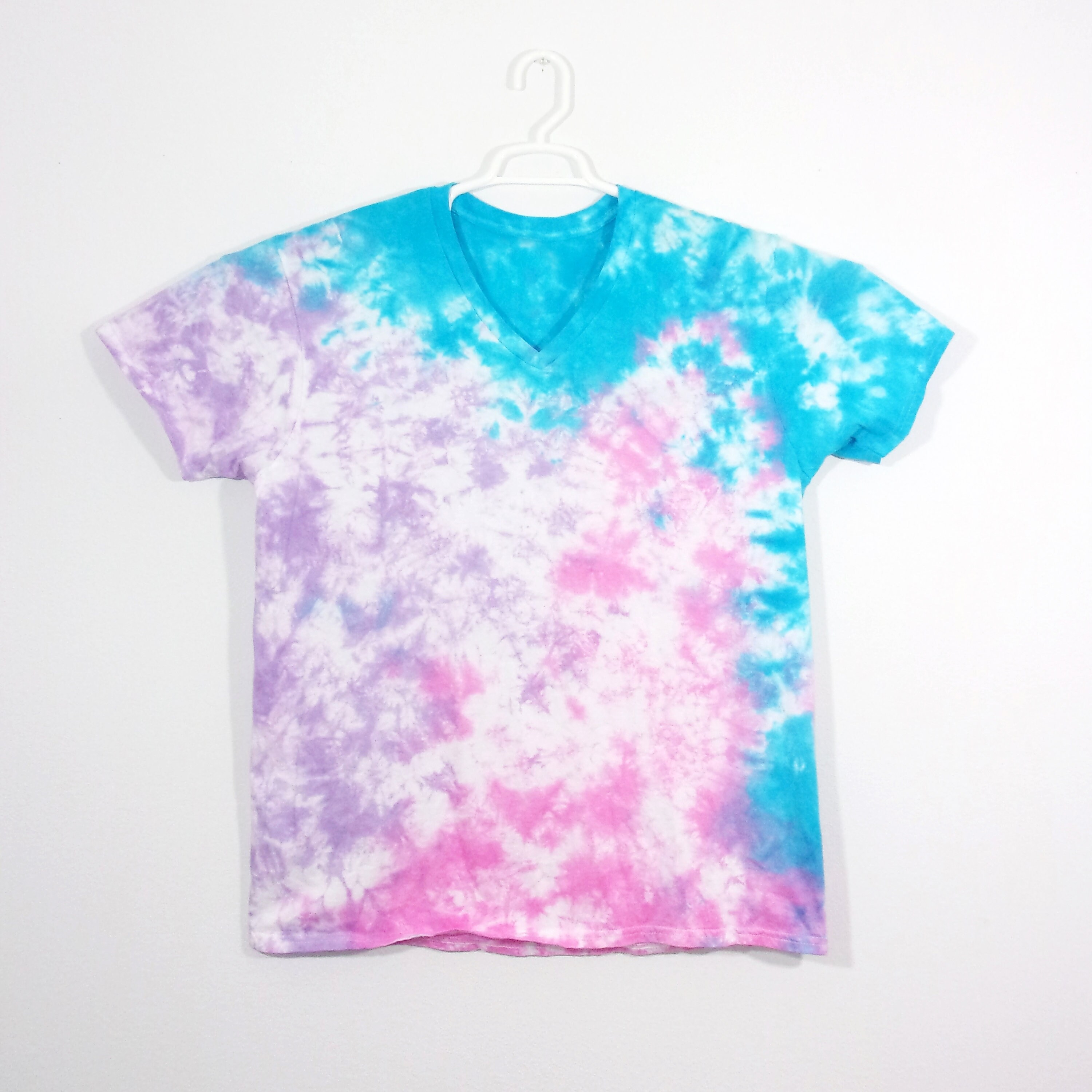 Tie Dye Short Sleeve V Neck T Shirt 