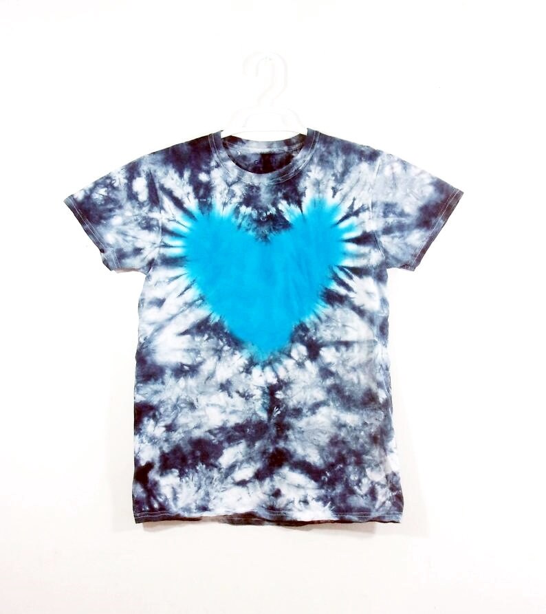 Tie Dye T Shirt Heart Handmade Tye Die Infant Toddler Youth Adult 6 mos 12 mos 18 mos 24 mos 2T 3T 4T 5T 6T XS S M L XL 2XL 3XL 4XL 5XL