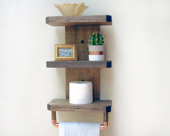 Bathroom Wall Shelves Rustic Towel Rack Shelf With Bar Holder For