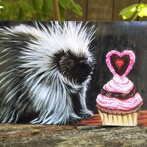 Snarky, Sarcastic Valentine Card, Naughty Card, Funny Prick Message for him, Unique Original Card, Birthday, Woodland Animal / Cupcake