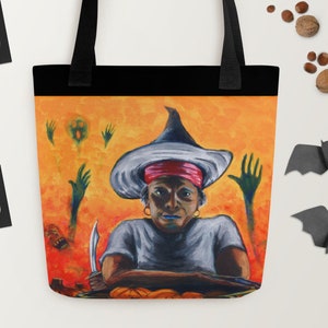 Scary Witch Halloween Tote Bag, for Costume or Trick or Treat Bag
