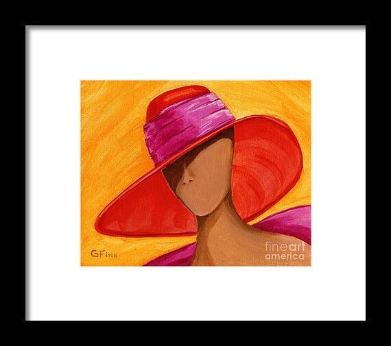 Lady Diane Red and Purple Derby Hat Colorful Pink & Orange Derby Hat Fashion Print Wall Art  main image 3