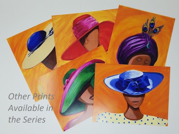Colorful Pink & Orange Derby Hat Fashion Print Wall Art 