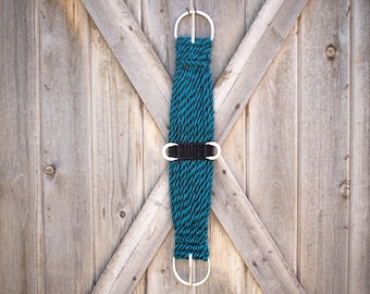 100% Mohair Blue and Black Double Layer Woven Cinch