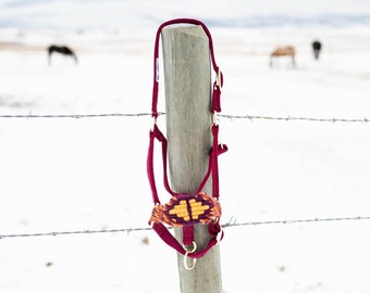 Maroon / Burgundy Mohair Bronc Gift Halter for Horses Halter