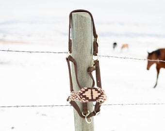 Brown and tan  Mohair Bronc Gift Halter for Horses Halter