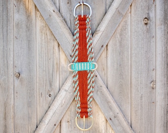 28”  100% Mohair Turquoise and Rust Double Layer Woven Cinch