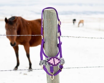 Purple, Lilac, Grey  Mohair Bronc Gift Halter for Horses Halter