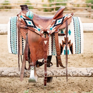 MADE TO ORDER Mountain Meadow Wool Saddle Blanket & Mohair Breast Collar