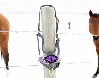 Grey, purple and black Mohair Bronc Gift Halter for Horses Halter