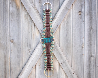 100% Mohair Brown and Turquoise Double Layer Woven Cinch