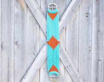 100% Mohair Turquoise and rust Cinch