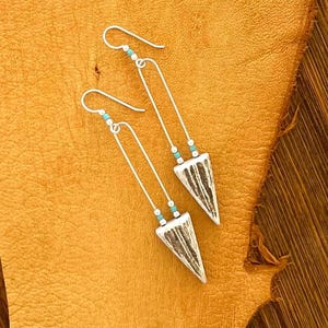 Elk Antler, Dangle Earrings, Triangle Loop, Sterling Silver, Antler, Earrings