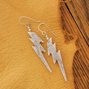 Lightning Bolt, Elk Antler, Dangle Earrings, Antler Jewelry, Antler Earrings