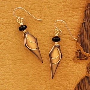 Antler Jewelry,  Antler Earrings, Elk Antler, &quot;Kites&quot;, Dangle Earring, Jet, Gold, Elk, Antler, Antler Earrings