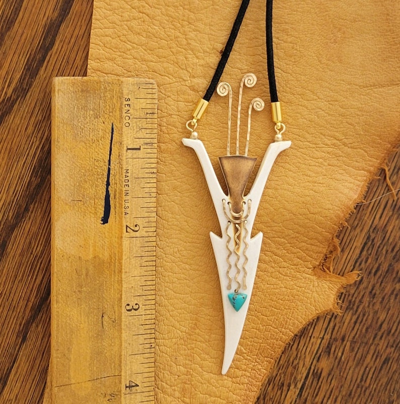 Antler Jewelry, Antler Necklace, Celebration, Deer Antler Necklace, Necklace, Deer Antler, Pendant, Deer, Antler, Turquoise, Gold image 3