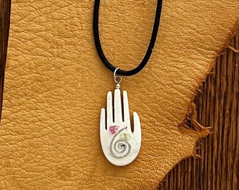Elk Antler Jewelry, Antler Necklace, Healing Hand, Antler, Spiral, Elk, Elk Antler, Pendant, Choker, Adjustable, Sterling Silver,
