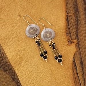 Hirschgeweih, Geweih Ohrringe, Hirschgeweih Ohrringe, Geweih Schmuck, baumeln Ohrringe, lange Ohrringe, Perlen Ohrringe, Onyx, Gold