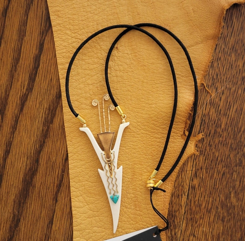 Antler Jewelry, Antler Necklace, Celebration, Deer Antler Necklace, Necklace, Deer Antler, Pendant, Deer, Antler, Turquoise, Gold image 4