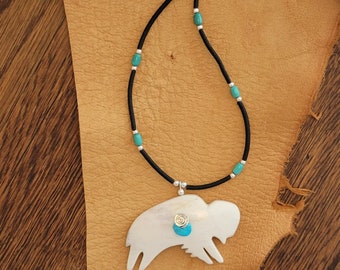 White Buffalo Necklace,  Antler Necklace, Buffalo, Elk Antler, Western Jewelry,Antler Necklace, Antler, Turquoise, Buffalo Necklace,