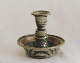 Vintage Handmade Studio Pottery Glazed Candlestick Holder