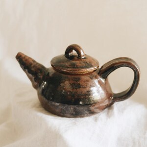 Vintage Studio Pottery Teapot, Rustic Brown Black Glaze, Wheel Thrown Stoneware Tea Pot, Handmade Artisan Ceramic