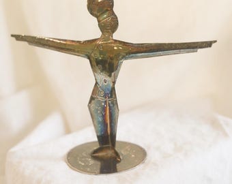 Vintage Art Deco Figural Jewelry Stand | Silverplate Woman Sculpture | EPWM Vanity Jewelry Display | Mid Century Decor 7”