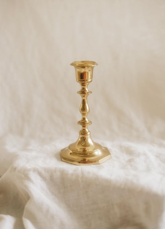 Vintage Brass Candlestick Holder, Made in India, Traditional Taper Candle Holder