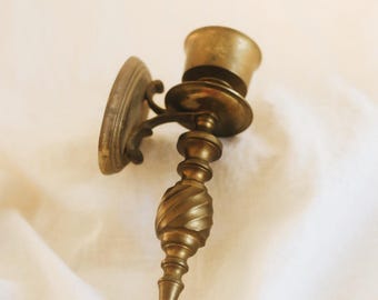 Vintage Brass Wall Candle Sconce, Ornate Barley Twist Victorian Style Candle Holder