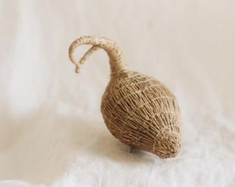 Vintage Cree Tamarack Twig Goose Bird Sculpture / James Bay Canada Indigenous Folk Art / Handwoven Decoy