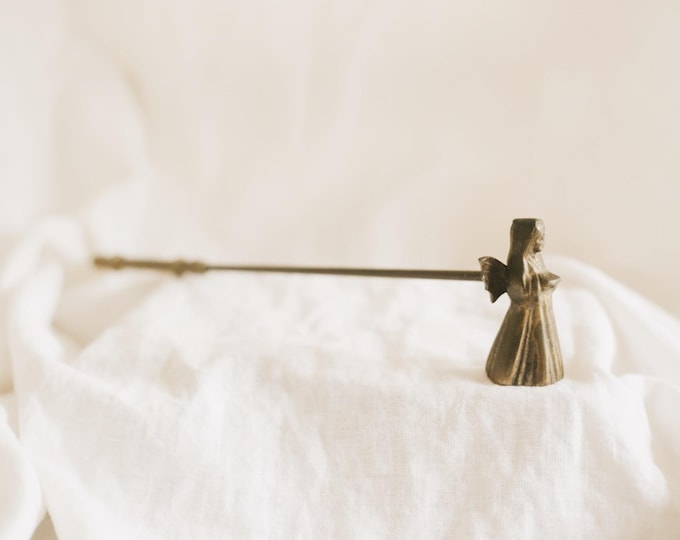 Vintage Brass Angel Candle Snuffer Made in India 12 Inch Long Figural Holiday Christmas Candle Tool / Vintage Christmas Decor