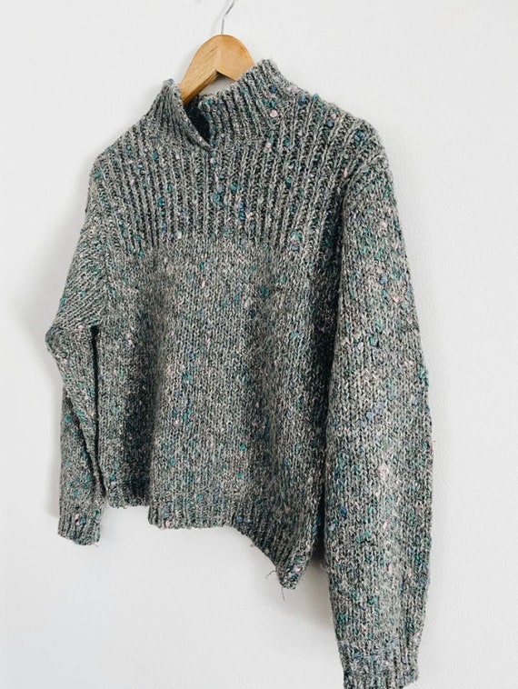 Vintage Chunky Thick Grey Knit Sweater - image 3