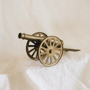 Large Vintage Solid Brass Cannon 11.5&quot; / Unique Vintage War Memorabilia