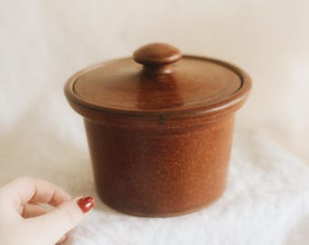Vintage Walnut Hill Clay Works Lidded Stoneware Jar | Brown Studio Pottery Crock Canister | Rustic American Pottery