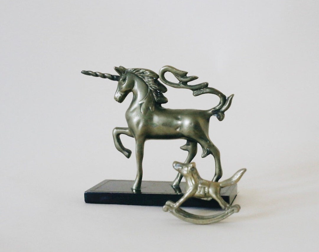 Vintage Large Brass Unicorn / Brass Unicorn Statue / Unicorn Decor