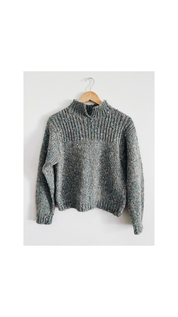 Vintage Chunky Thick Grey Knit Sweater - image 1