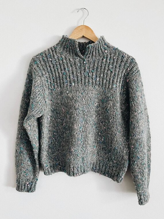 Vintage Chunky Thick Grey Knit Sweater - image 2