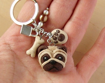 Pug Keychain - Dog Keychain