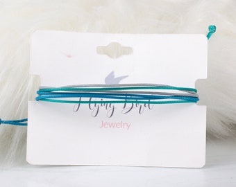 Teal Waxed Cord Bracelet | Adjustable Waterproof Friendship Jewelry