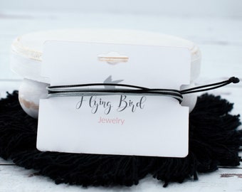 Black & Gray Waxed Cord Bracelet | Waterproof String Jewelry