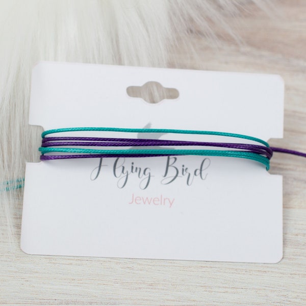 Suicide Prevention Awareness | Teal & Purple Adjustable Cord Bracelet | Waterproof