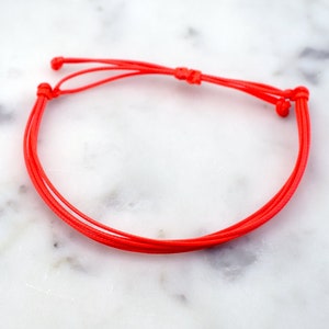 Dark Orange Waterproof, Adjustable Bracelet, Solid Orange, Waxed Cord Bracelet, Unisex Bracelet, Minimalist, School Sports Jewelry