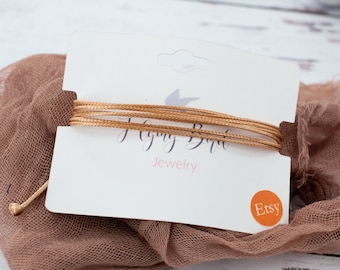 Tan Waxed Cord Bracelet | Adjustable Waterproof Friendship Jewelry