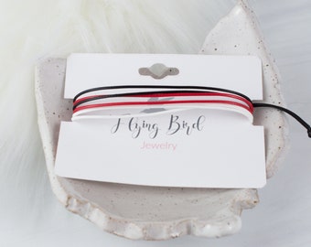Adjustable Wax Cord Bracelet, Black, Red, White, Waterproof