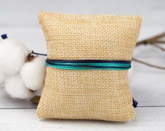 Navy and Teal Waxed Cord Bracelet | Adjustable Waterproof Jewelry
