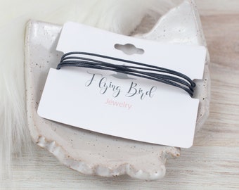 Dark Gray Waxed Cord Bracelet | Adjustable Waterproof String Bracelet