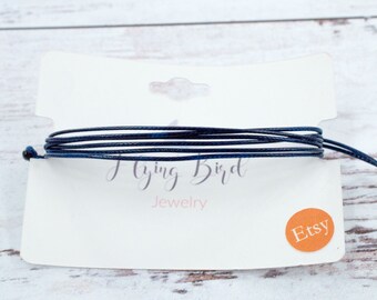 Navy Waterproof Cord Bracelet | Adjustable String Jewelry