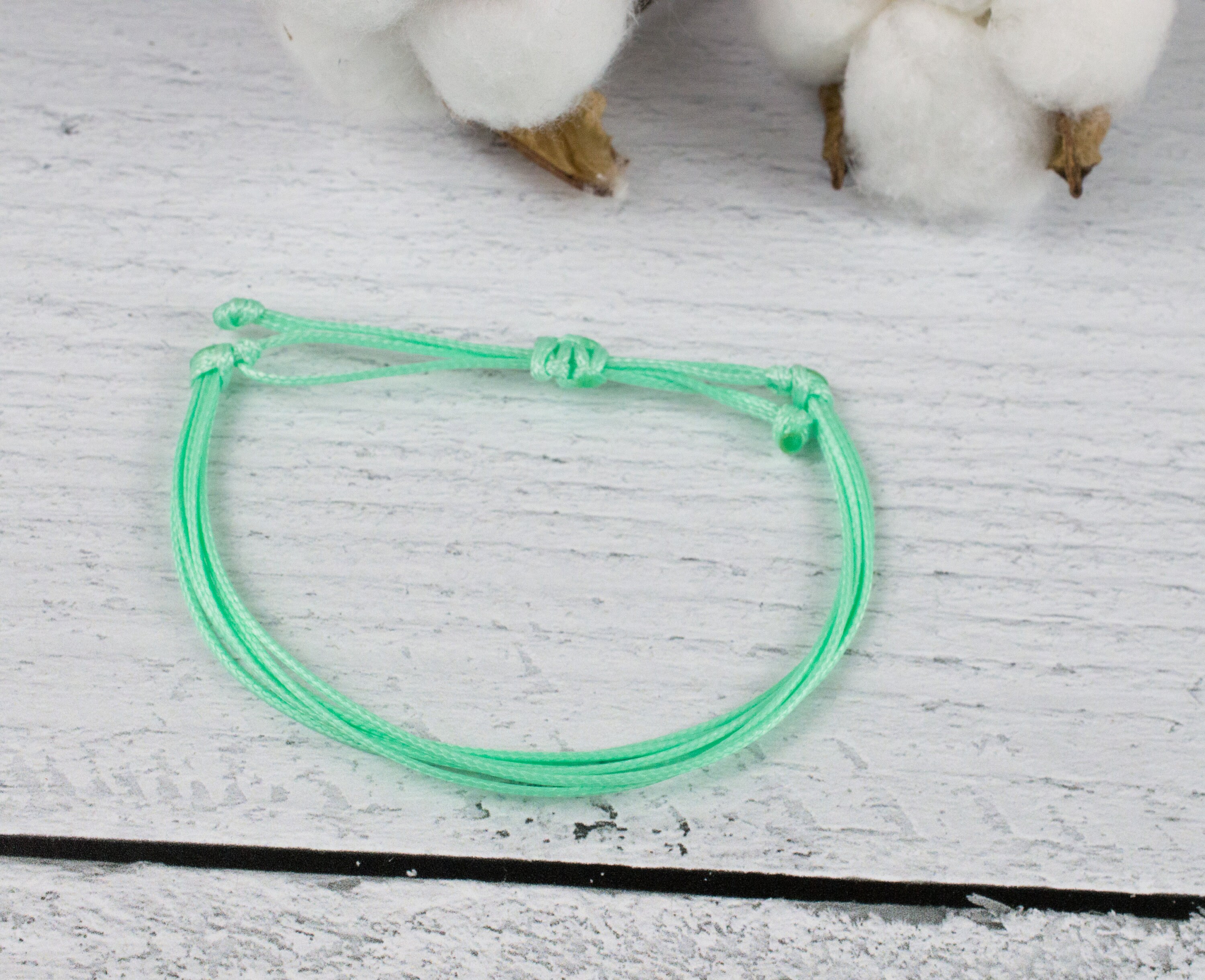 Mint Green Cord Bracelet Waxed Cord Bracelet Friendship Etsy