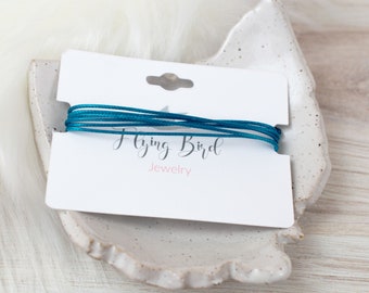 Marine Blue Wax Cord Bracelet | Adjustable Waterproof String Jewelry